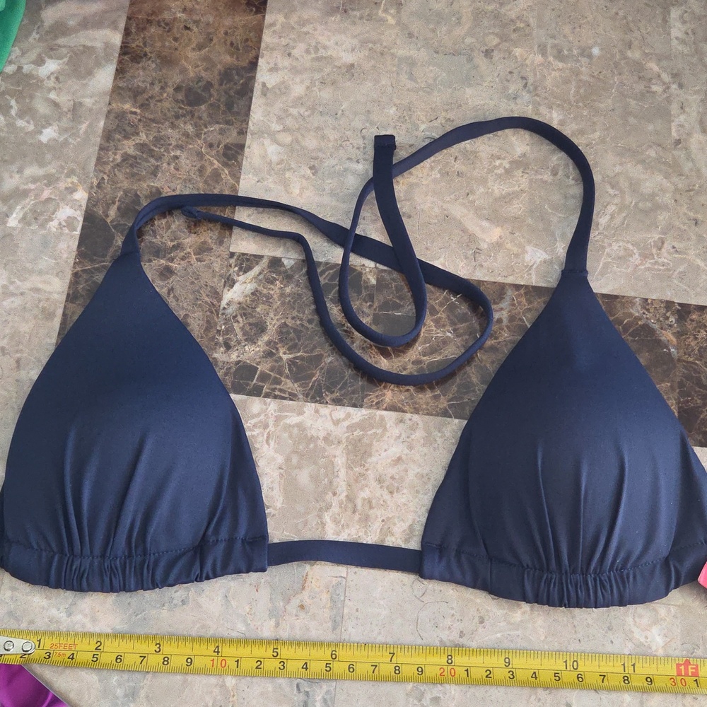 NWT spanx navy blue bikini top with pads small Gold Hardware